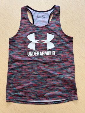 Under Armour Multicolor Space-Dye Racerback Tank with White Logo Size YLG